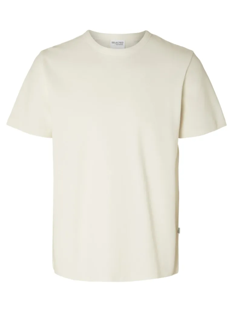 SLHJOSEPH PIQUE SS O-NECK TEE egret