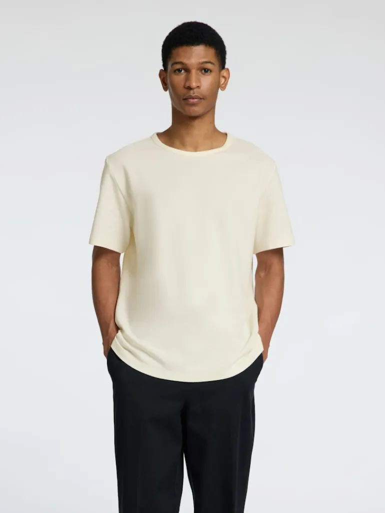 SLHJOSEPH PIQUE SS O-NECK TEE egret