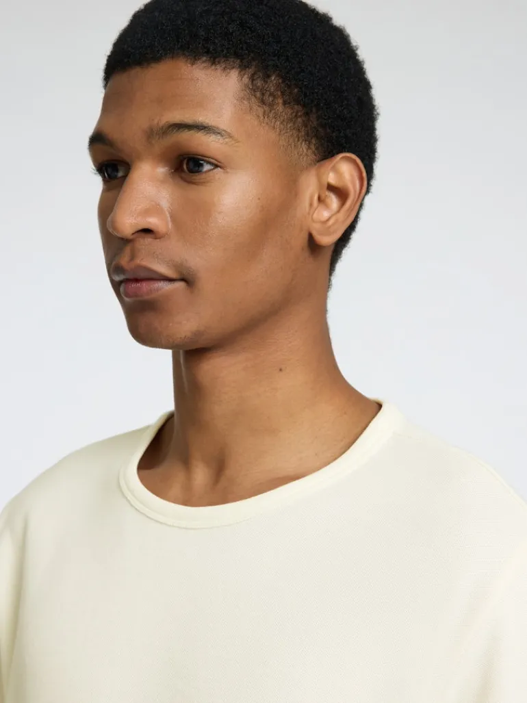 SLHJOSEPH PIQUE SS O-NECK TEE egret