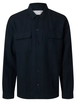 SLH-LEROY LINEN BLEND OVERSHIRT LS NOOS sky captain