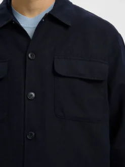 SLH-LEROY LINEN BLEND OVERSHIRT LS NOOS sky captain