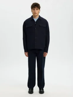 SLH-LEROY LINEN BLEND OVERSHIRT LS NOOS sky captain