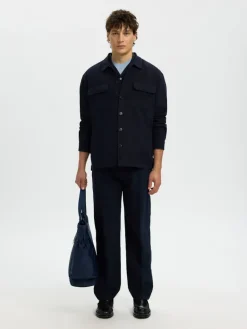 SLH-LEROY LINEN BLEND OVERSHIRT LS NOOS sky captain