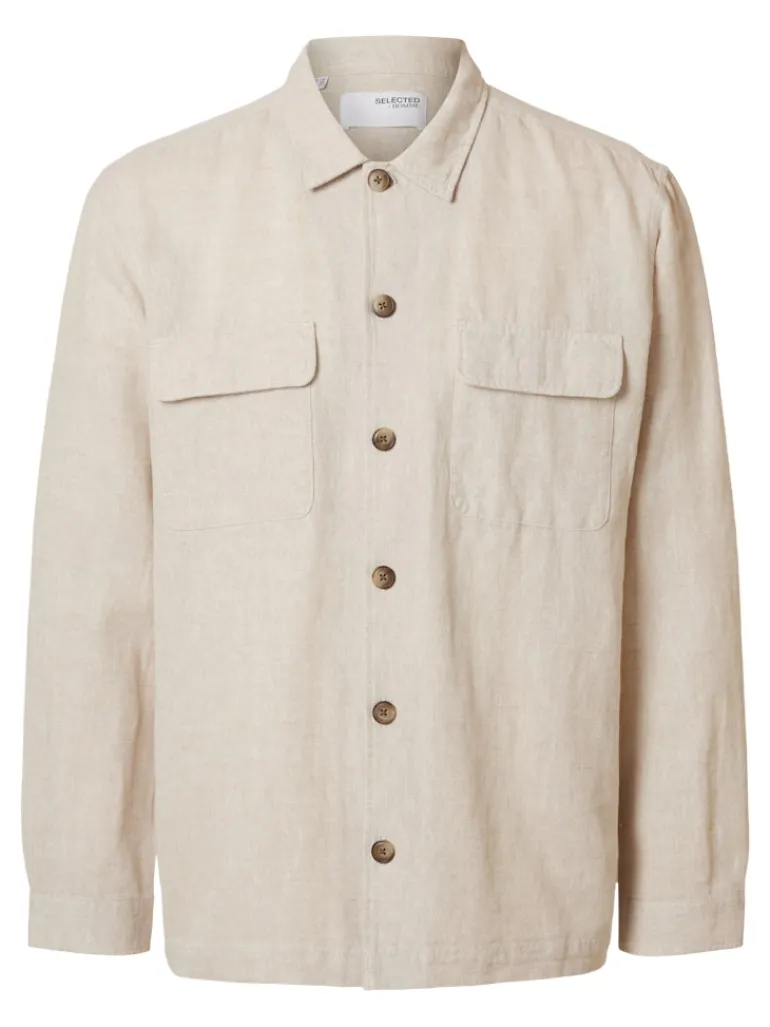 SLH-LEROY LINEN BLEND OVERSHIRT LS NOOS pure cashmere