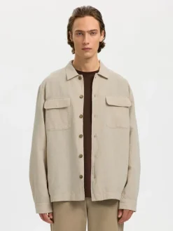 SLH-LEROY LINEN BLEND OVERSHIRT LS NOOS pure cashmere