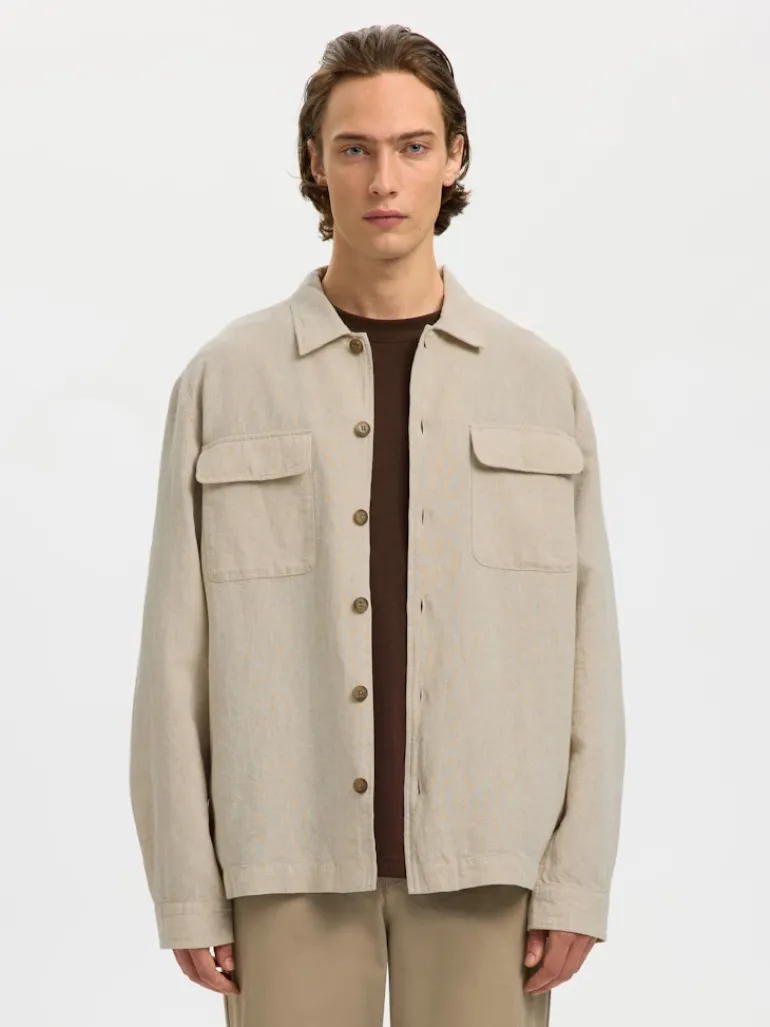 SLH-LEROY LINEN BLEND OVERSHIRT LS NOOS pure cashmere
