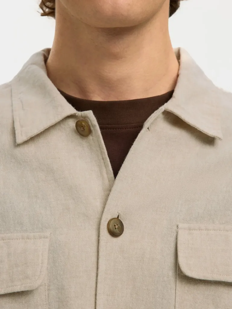 SLH-LEROY LINEN BLEND OVERSHIRT LS NOOS pure cashmere