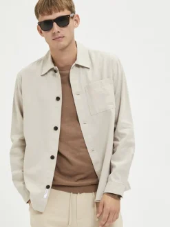 SLHLOOSEBLAS-LINEN OVERSHIRT LS W NOOS angora