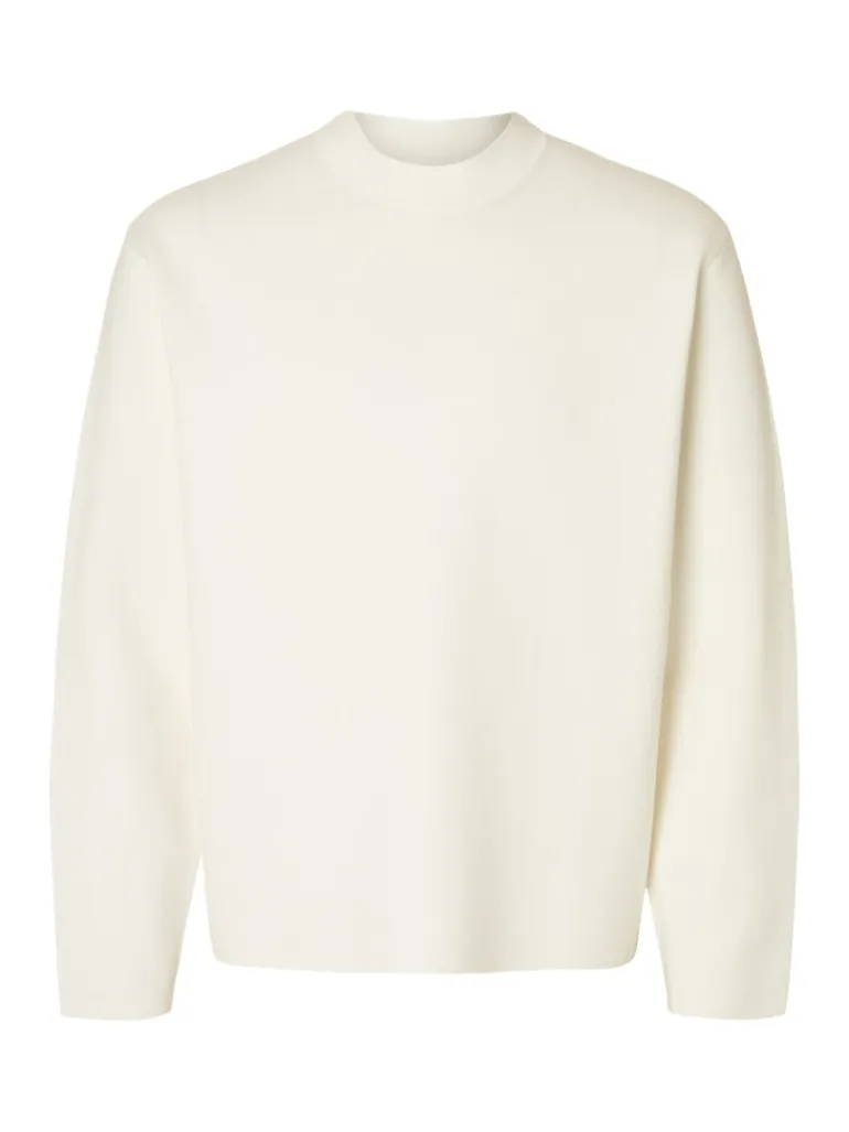 SLHMIKE LIGHT LS KNIT RELAXED MOCK NECK egret