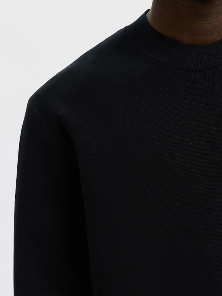 SLHMIKE LIGHT LS KNIT RELAXED MOCK NECK black