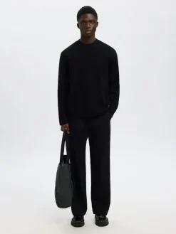 SLHMIKE LIGHT LS KNIT RELAXED MOCK NECK black