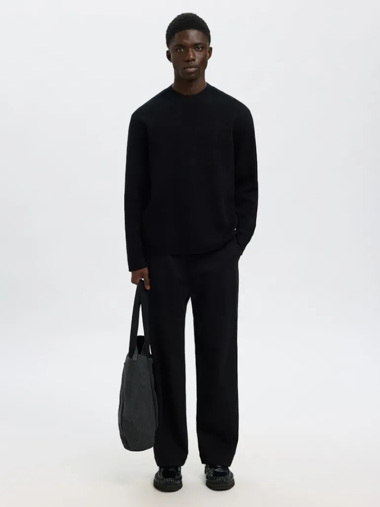 SLHMIKE LIGHT LS KNIT RELAXED MOCK NECK black