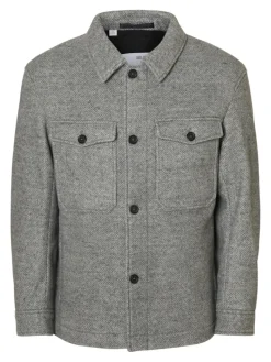 SLHMITCH WOOL BLEND SHACKET NOOS grey melange