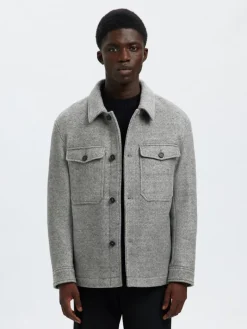SLHMITCH WOOL BLEND SHACKET NOOS grey melange