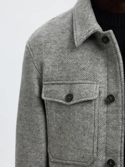 SLHMITCH WOOL BLEND SHACKET NOOS grey melange