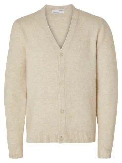 SLHRAI LS KNIT BUTTON CARDIGAN oatmeal