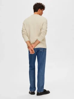 SLHRAI LS KNIT BUTTON CARDIGAN oatmeal