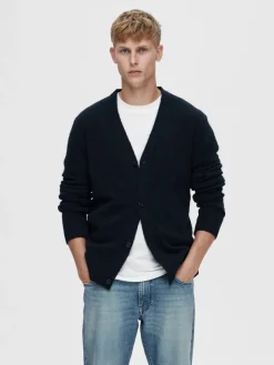 SLHRAI LS KNIT BUTTON CARDIGAN sky captain