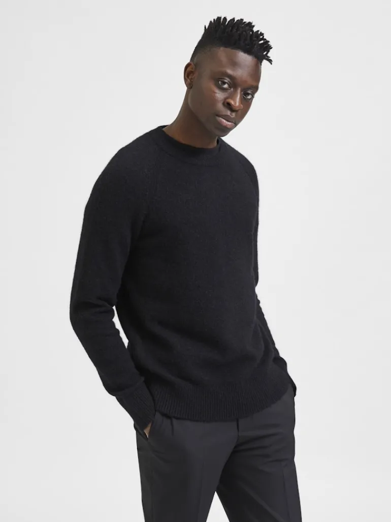 SLHRAI LS KNIT CREW NECK NOOS black