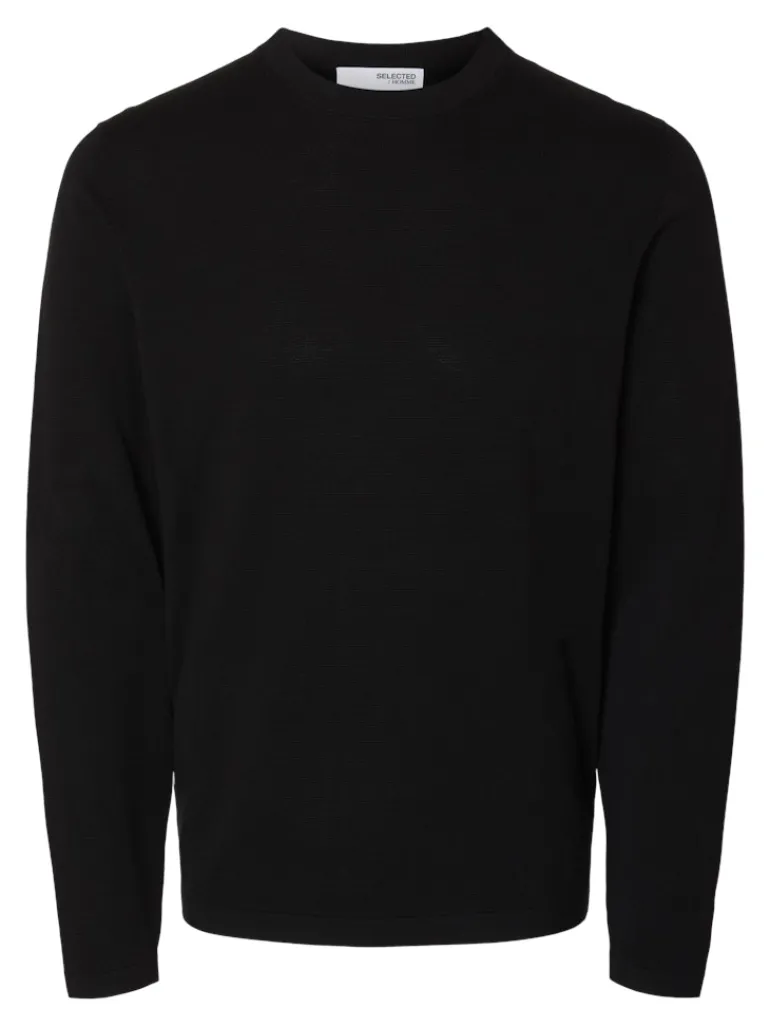 SLHRAVI LS KNIT STRUCTURE CREW NECK black