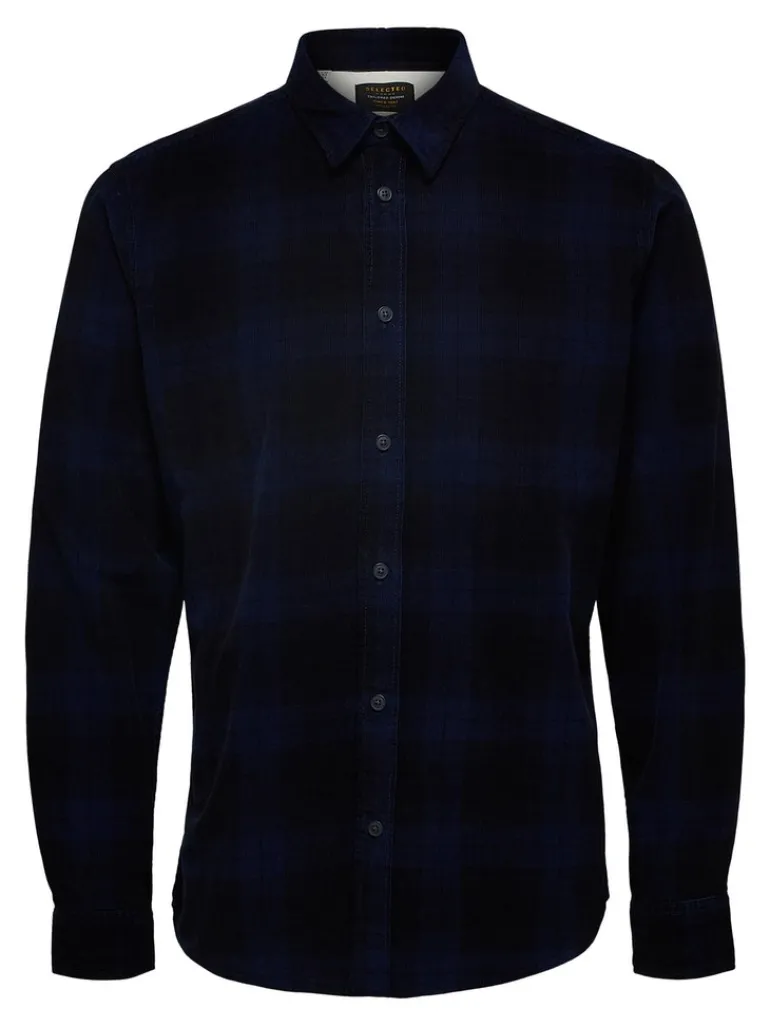 SLHREGADRIAN SHIRT LS AOP W dark blue
