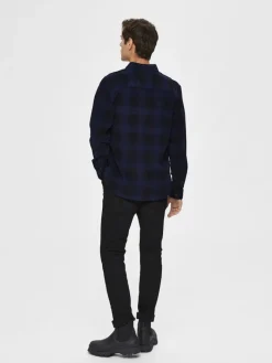 SLHREGADRIAN SHIRT LS AOP W dark blue