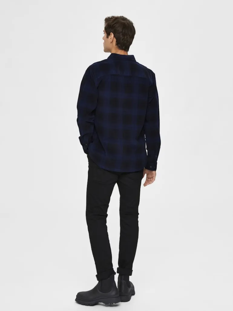 SLHREGADRIAN SHIRT LS AOP W dark blue