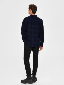 SLHREGADRIAN SHIRT LS AOP W dark blue