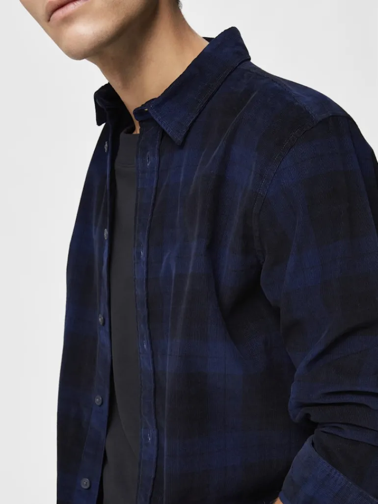 SLHREGADRIAN SHIRT LS AOP W dark blue
