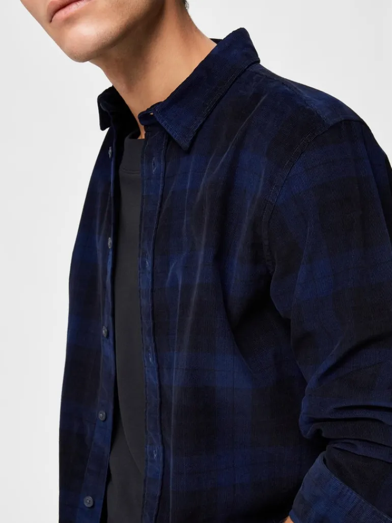 SLHREGADRIAN SHIRT LS AOP W dark blue
