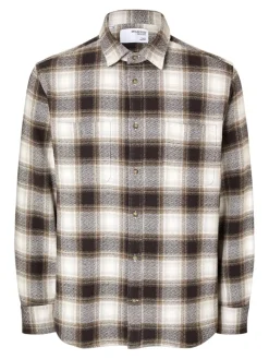 SLHREGOWEN-GRINDLE CHECK SHIRT LS chocolate torte