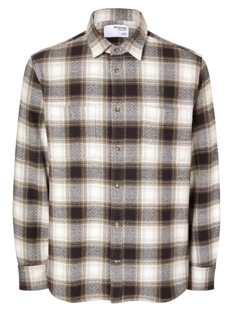SLHREGOWEN-GRINDLE CHECK SHIRT LS chocolate torte