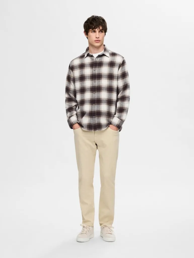 SLHREGOWEN-GRINDLE CHECK SHIRT LS chocolate torte