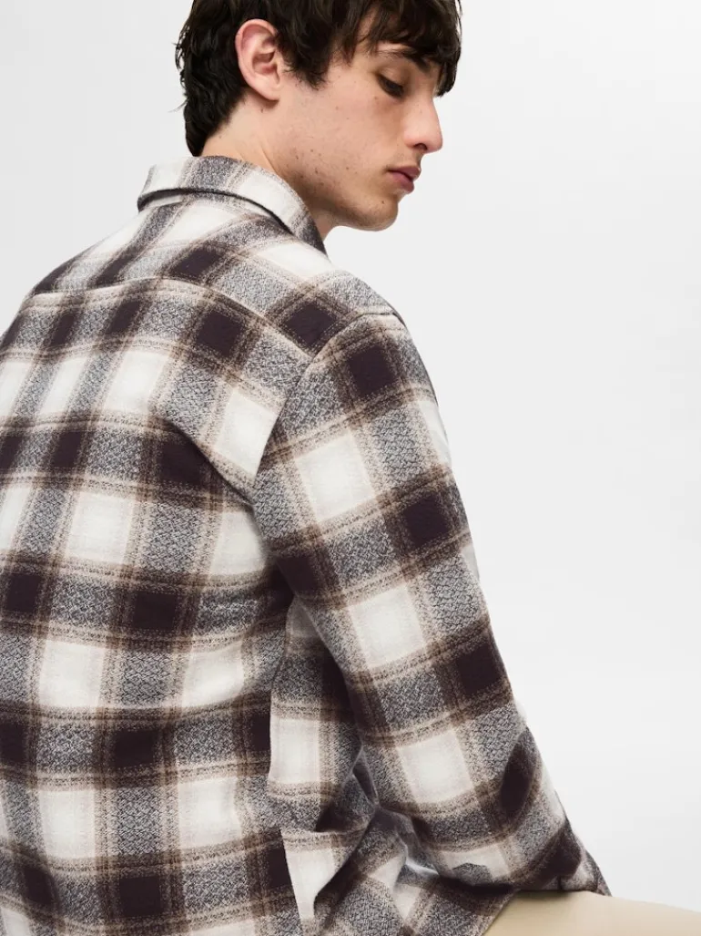 SLHREGOWEN-GRINDLE CHECK SHIRT LS chocolate torte