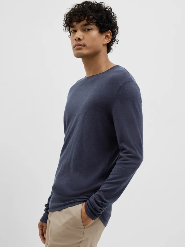 SLHROME LS KNIT CREW NECK NOOS dark sapphire