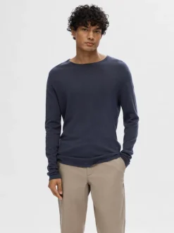 SLHROME LS KNIT CREW NECK NOOS dark sapphire