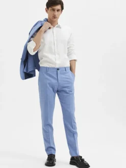 SLHSLIM-OASIS LINEN TRS NOOS light blue