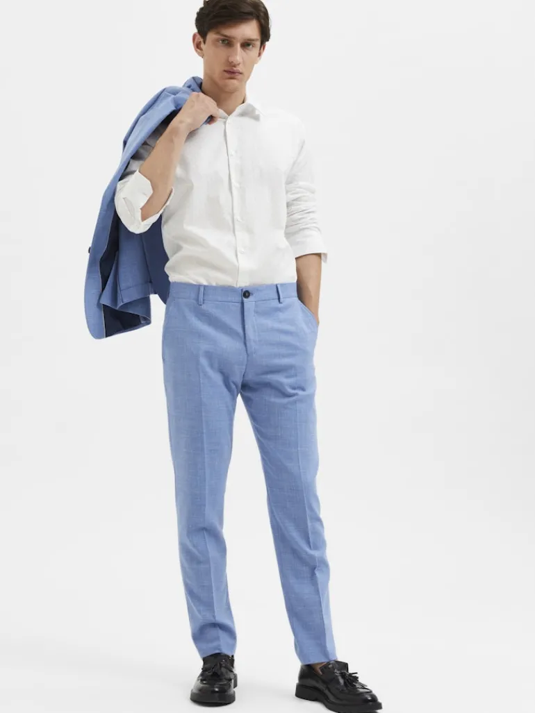 SLHSLIM-OASIS LINEN TRS NOOS light blue