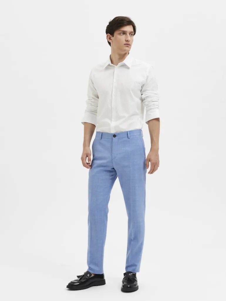 SLHSLIM-OASIS LINEN TRS NOOS light blue