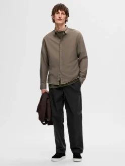 SLHSLIMOWEN-BRUSHED SHIRT LS NOOS morel