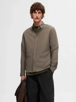 SLHSLIMOWEN-BRUSHED SHIRT LS NOOS morel
