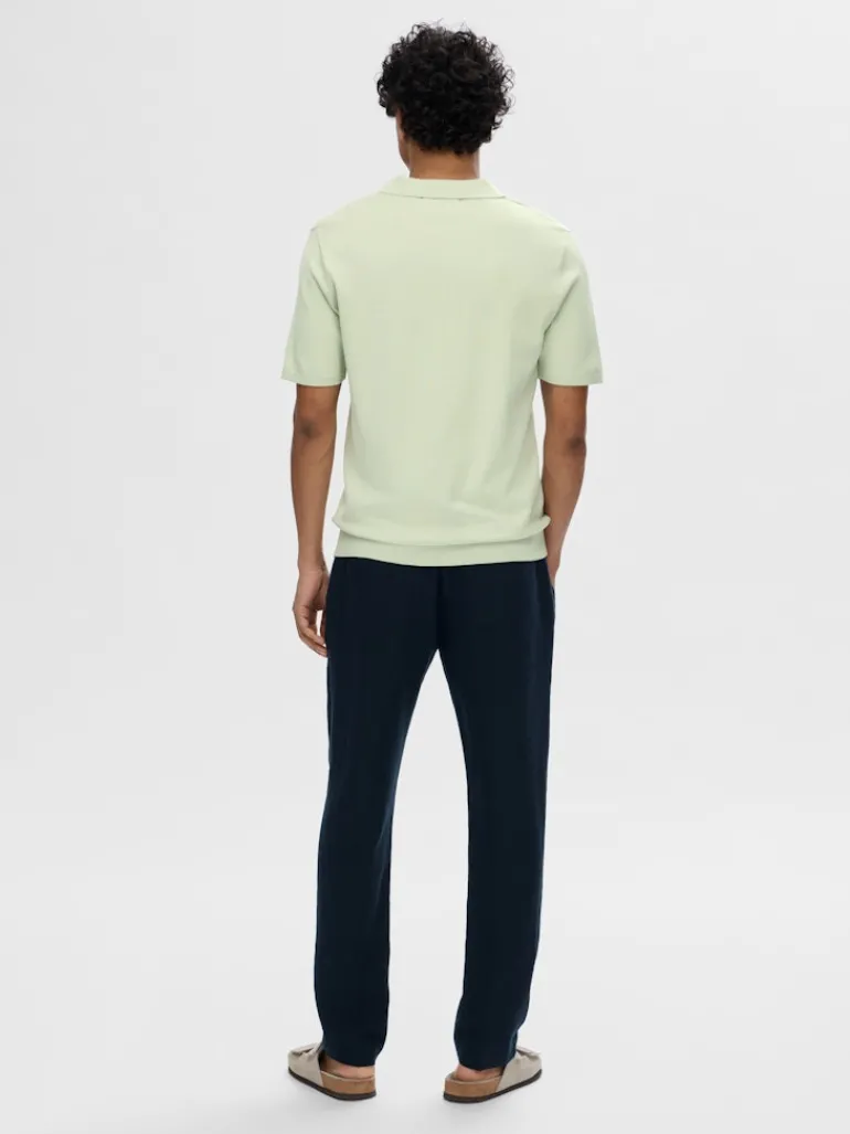 SLHTELLER SS KNIT POLO NOOS bok choy