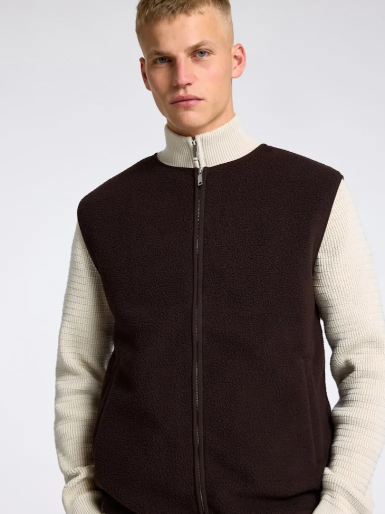 SLHTHEO LS KNIT STRUCTURE HALF ZIP oatmeal