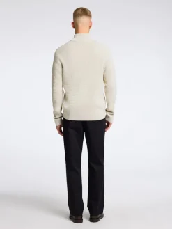 SLHTHEO LS KNIT STRUCTURE HALF ZIP oatmeal