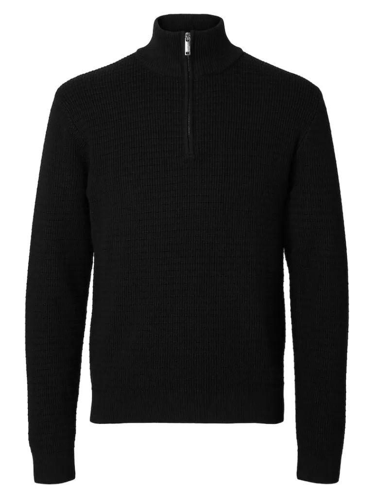 SLHTHEO LS KNIT STRUCTURE HALF ZIP black