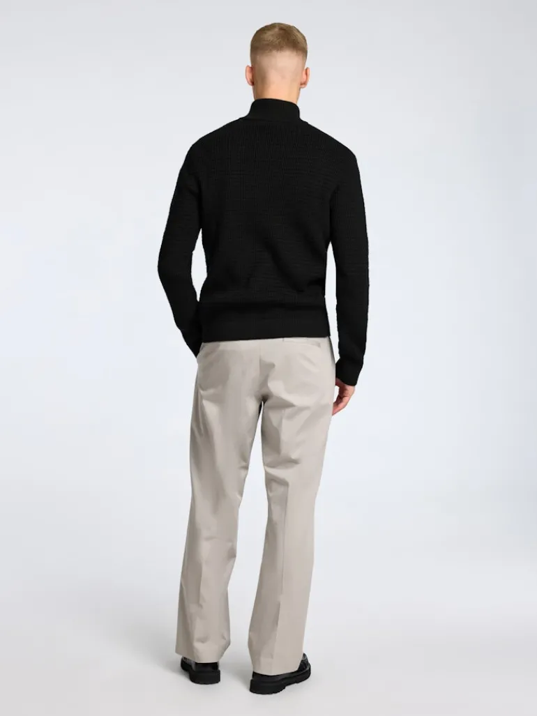 SLHTHEO LS KNIT STRUCTURE HALF ZIP black