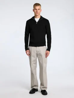 SLHTHEO LS KNIT STRUCTURE HALF ZIP black