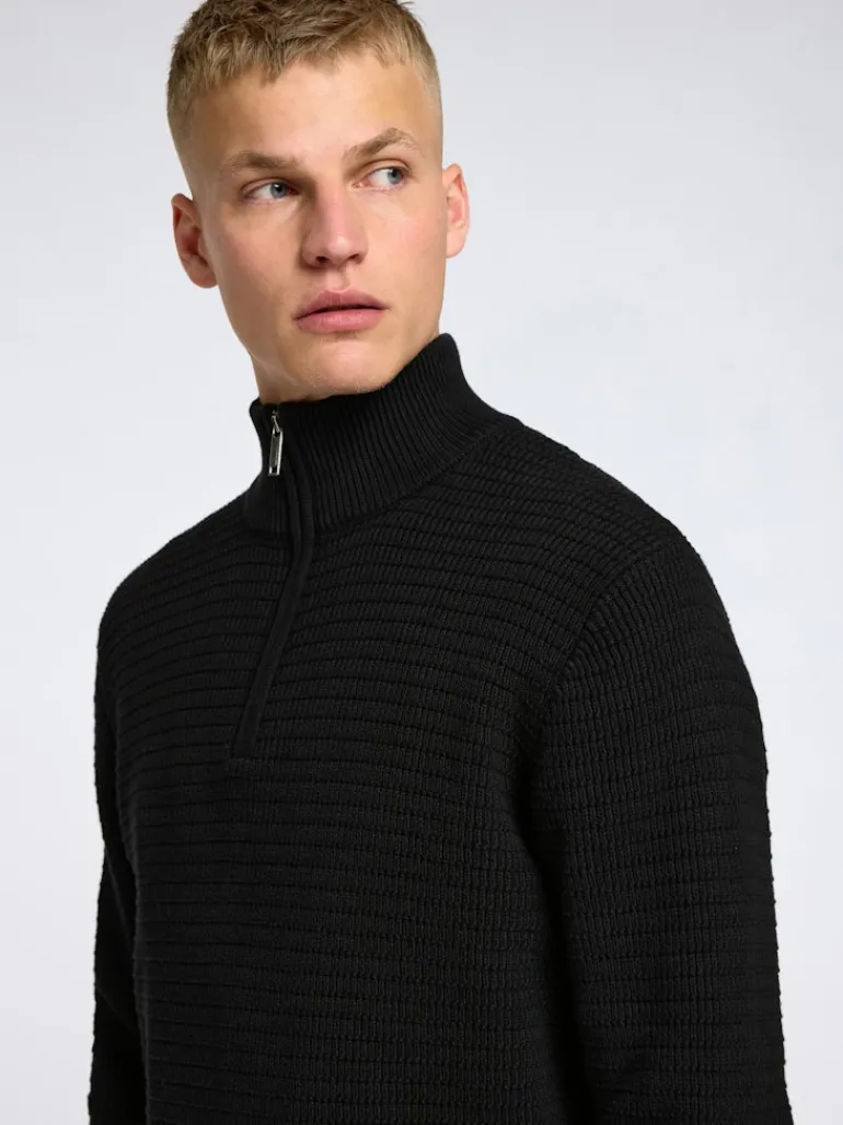 SLHTHEO LS KNIT STRUCTURE HALF ZIP black