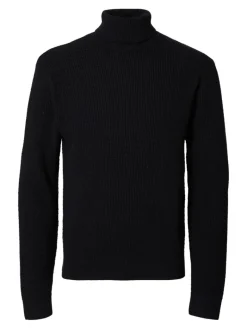 SLHTHEO LS KNIT STRUCTURE ROLL NECK black