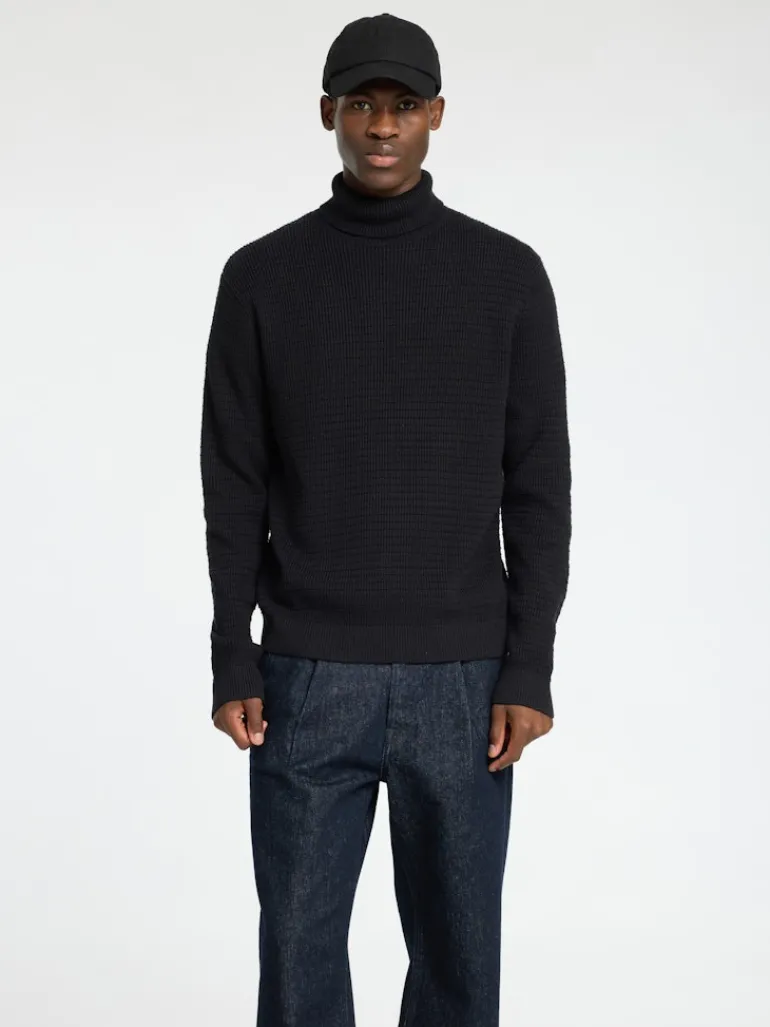SLHTHEO LS KNIT STRUCTURE ROLL NECK black